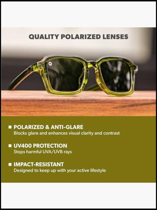 Polarized Sunglasses with UV400 Protection - Retro Rectangular Frame